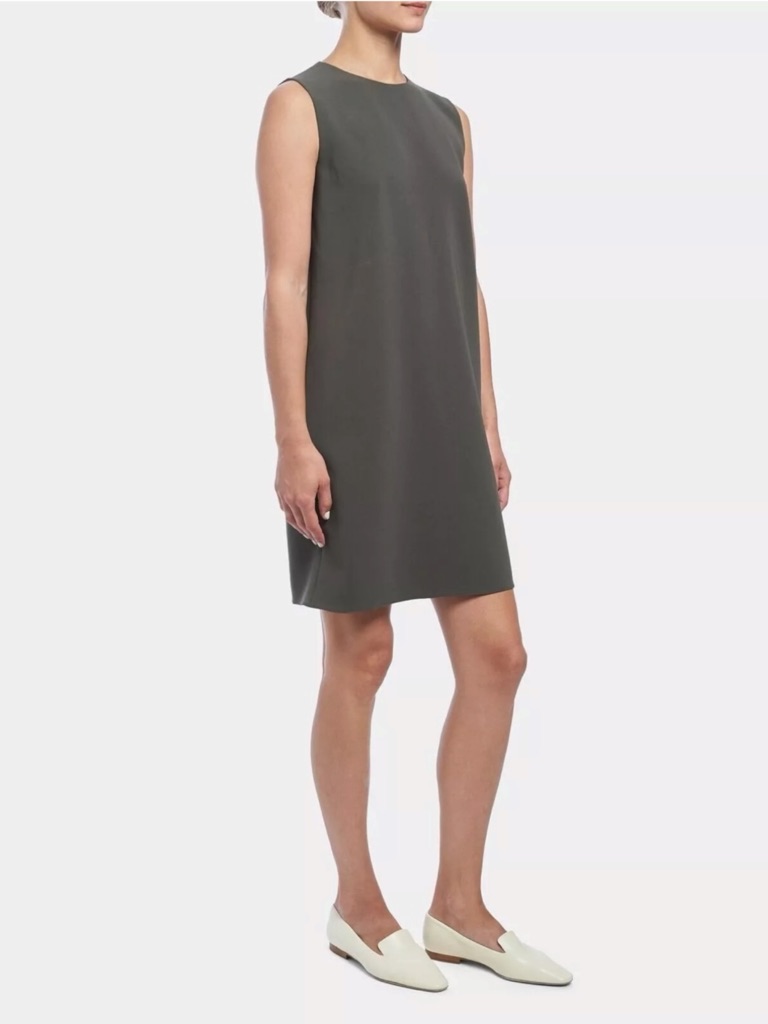 Theory Column Shift Dress In Green Slate